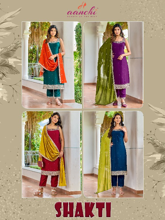 AANCHI SHAKTI WHOLESALE READYMADE VICHITRA SILK SPEGHETTI STYLE 3 PCS SUITS EXPORTER