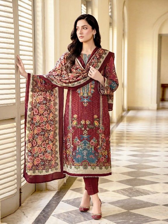 KAVYAKALA COUTURE MARIA B WHOLESALE SOFT COTTON BEAUTIFUL DESIGN UNSTITCH SALWAR SUITS EXPORTER