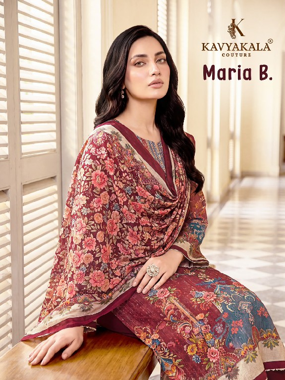 KAVYAKALA COUTURE MARIA B WHOLESALE SOFT COTTON BEAUTIFUL DESIGN UNSTITCH SALWAR SUITS EXPORTER
