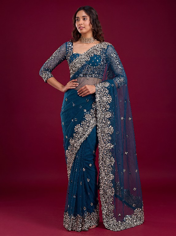 DVD D.NO 5193 WHOLESALE NET FABRIC DESIGNER PARTY WEAR SAREES FOR WOMEN ONLINE