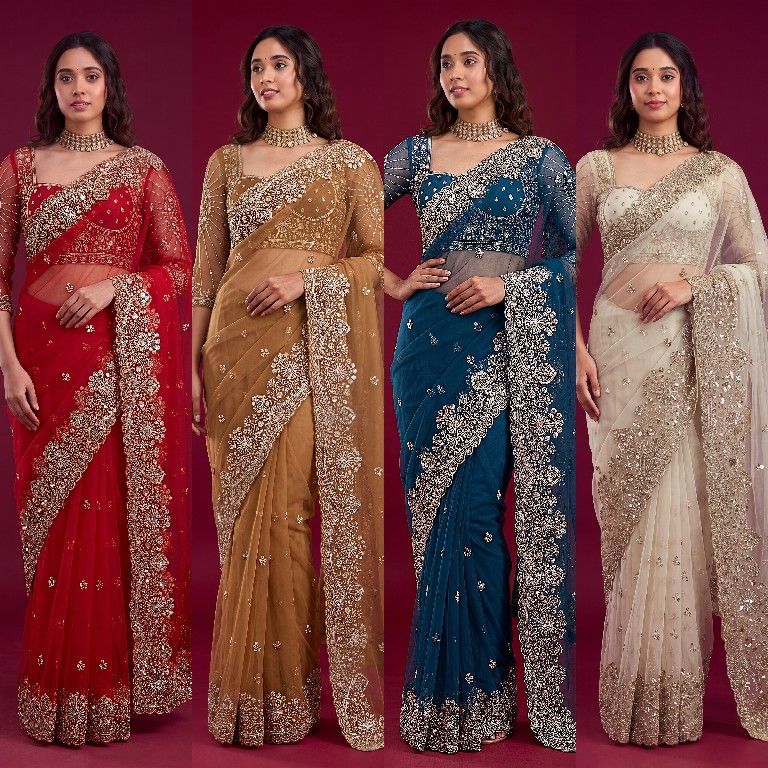 DVD D.NO 5193 WHOLESALE NET FABRIC DESIGNER PARTY WEAR SAREES FOR WOMEN ONLINE