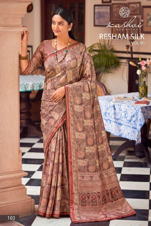 KASHVI CREATION RESHAM SILK VOL 1 WHOLESALE SILK CRAPE DIGITAL PRINT INDIAN SAREES FOR WOMEN EXPORTER