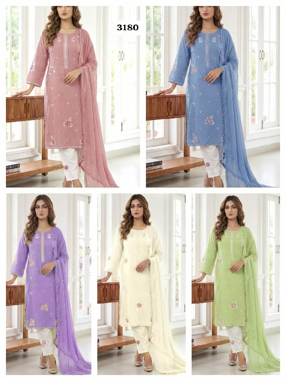 ALSAFA D.NO 3180 WHOLESALE READYMADE RAYON COTTON PAKISTANI 3 PCS SUITS EXPORTER