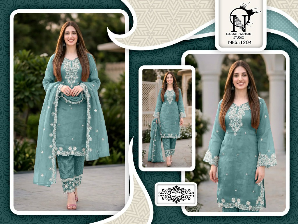 NAIMAT FASHION D.NO NFS-1204 WHOLESALE READYMADE FANCY FABRIC CLASSIC DESIGNER 3 PCS COMBO SET SUITS EXPORTER
