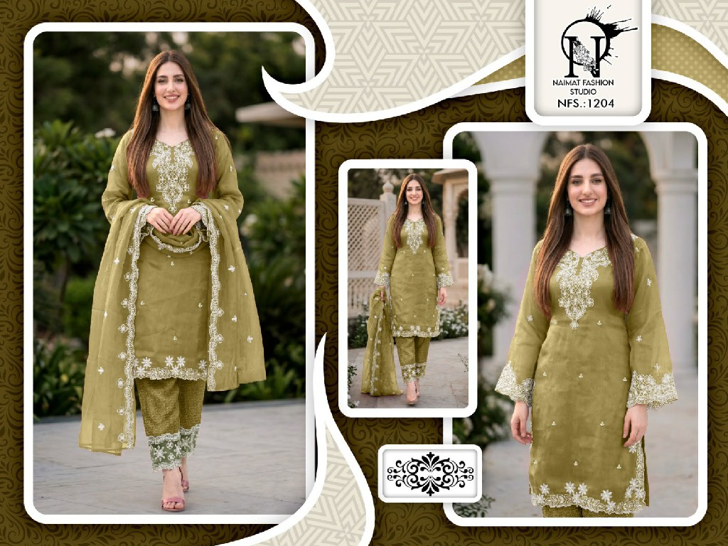 NAIMAT FASHION D.NO NFS-1204 WHOLESALE READYMADE FANCY FABRIC CLASSIC DESIGNER 3 PCS COMBO SET SUITS EXPORTER