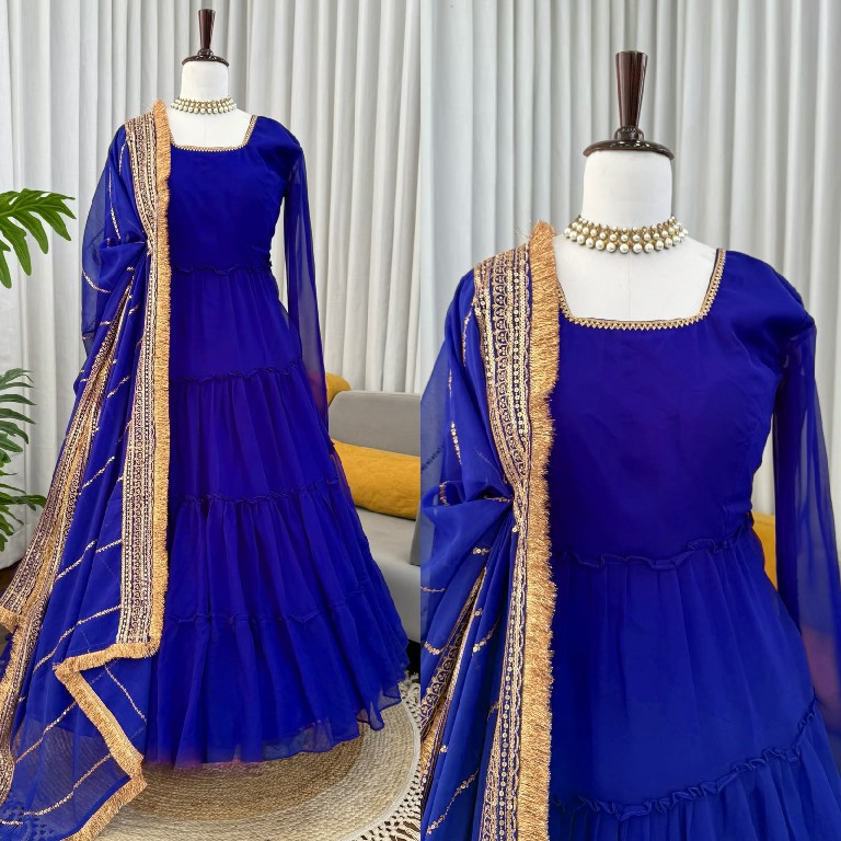 TEXTILEDEAL D.NO KD 1539 WHOLESALE READYMADE FAUX GEORGETTE DESIGNER ETHNIC WEAR GOWN WITH DUPATTA SUPPLIER