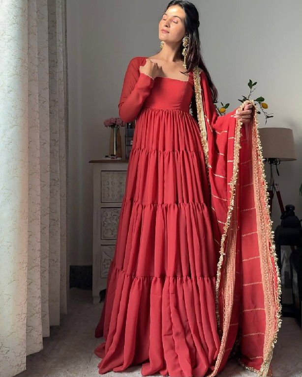 TEXTILEDEAL D.NO KD 1539 WHOLESALE READYMADE FAUX GEORGETTE DESIGNER ETHNIC WEAR GOWN WITH DUPATTA SUPPLIER