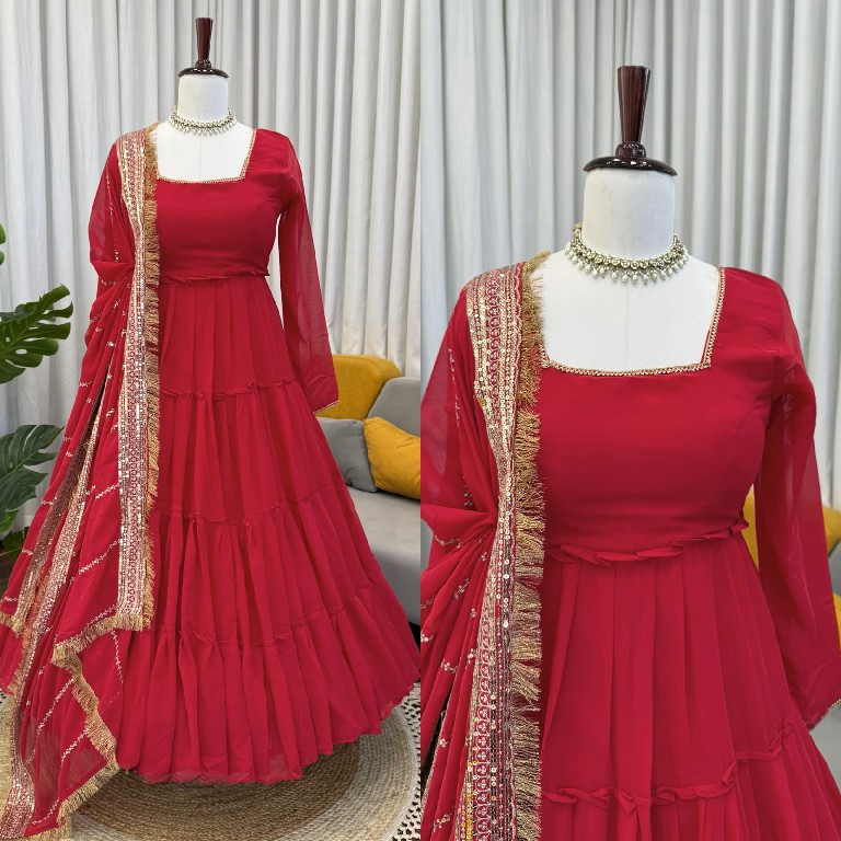 TEXTILEDEAL D.NO KD 1539 WHOLESALE READYMADE FAUX GEORGETTE DESIGNER ETHNIC WEAR GOWN WITH DUPATTA SUPPLIER