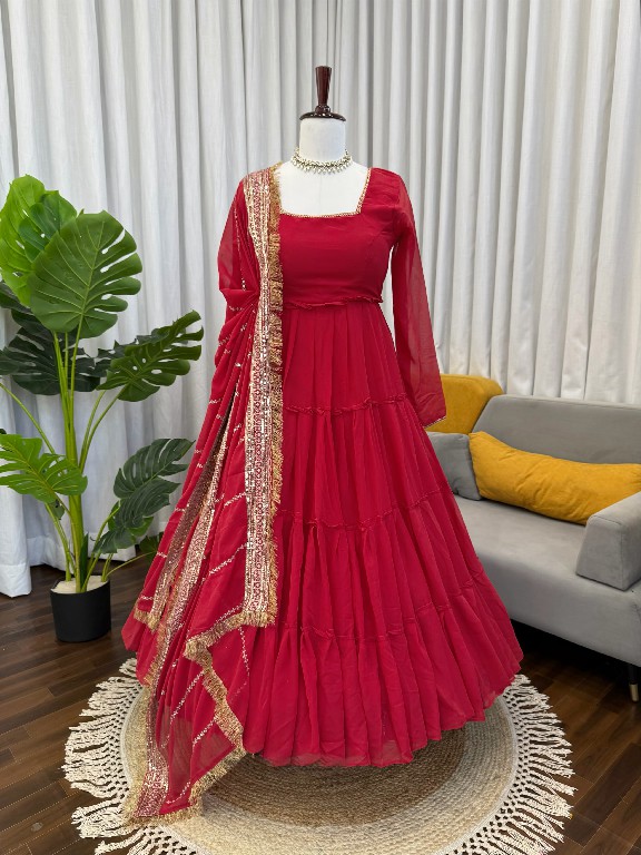 TEXTILEDEAL D.NO KD 1539 WHOLESALE READYMADE FAUX GEORGETTE DESIGNER ETHNIC WEAR GOWN WITH DUPATTA SUPPLIER