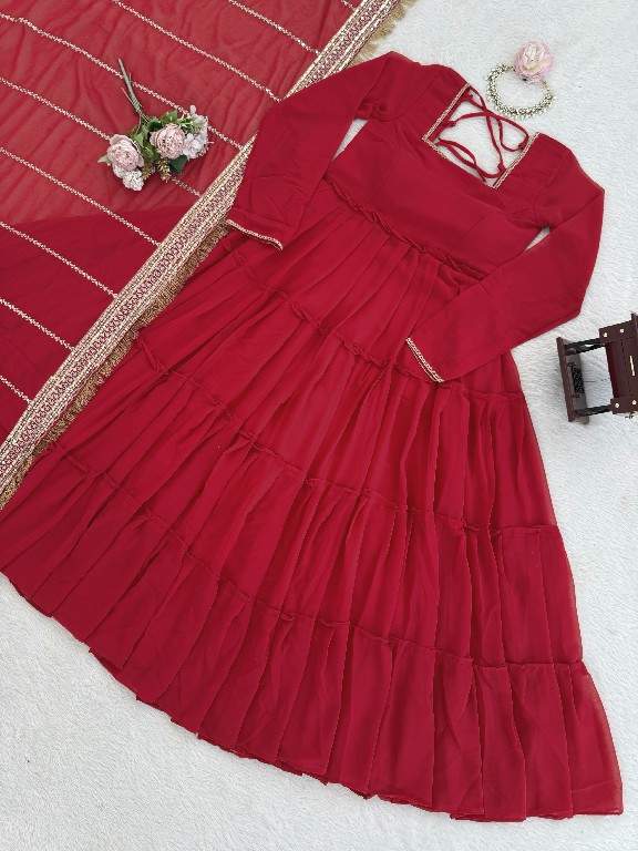 TEXTILEDEAL D.NO KD 1539 WHOLESALE READYMADE FAUX GEORGETTE DESIGNER ETHNIC WEAR GOWN WITH DUPATTA SUPPLIER
