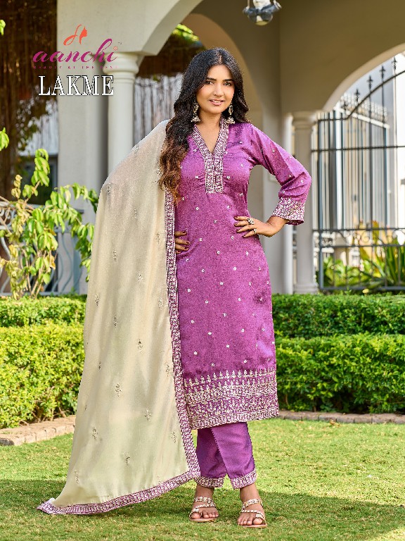 AANCHI LAKME WHOLESALE READYMADE VICHITRA SILK FASHIONABLE 3 PCS SUITS EXPORTER