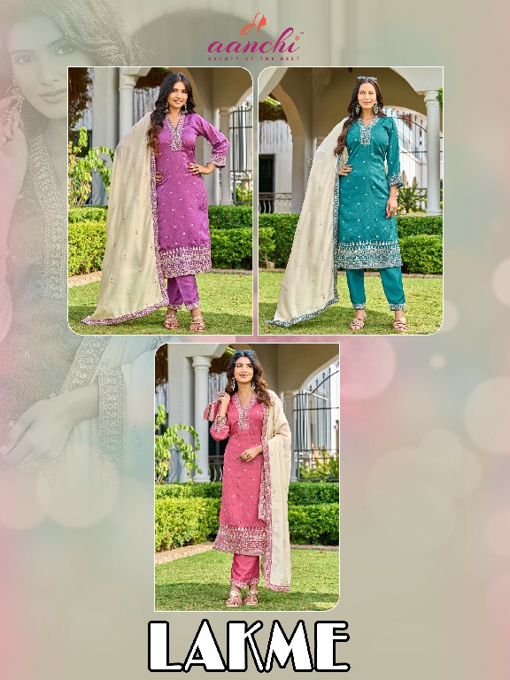 AANCHI LAKME WHOLESALE READYMADE VICHITRA SILK FASHIONABLE 3 PCS SUITS EXPORTER