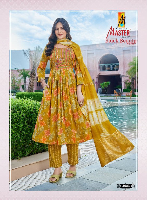 MASTER BLACK BEAUTY VOL 3 WHOLESALE READYMADE CAPSULE PRINT GHERA STYLE FANCY 3 PCS SUITS FOR EXPORT