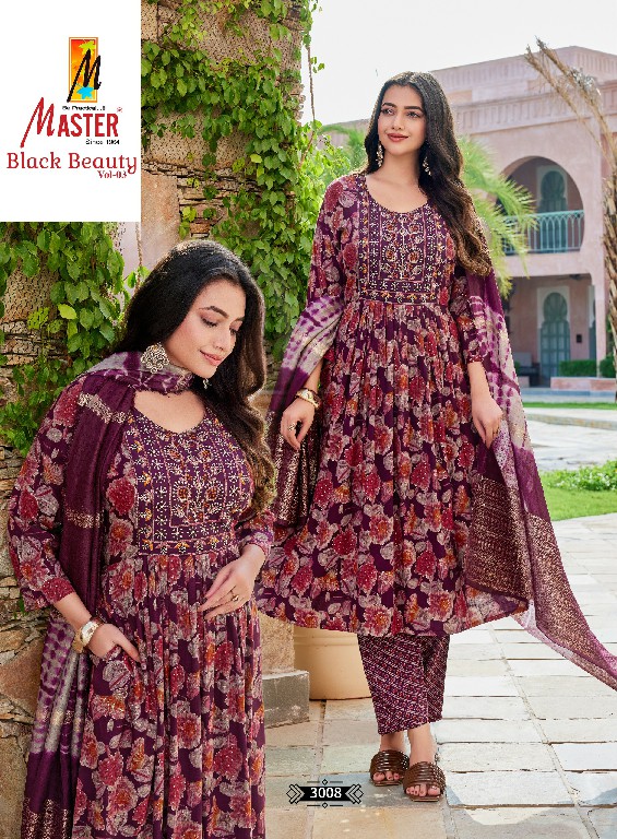 MASTER BLACK BEAUTY VOL 3 WHOLESALE READYMADE CAPSULE PRINT GHERA STYLE FANCY 3 PCS SUITS FOR EXPORT