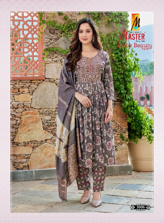 MASTER BLACK BEAUTY VOL 3 WHOLESALE READYMADE CAPSULE PRINT GHERA STYLE FANCY 3 PCS SUITS FOR EXPORT