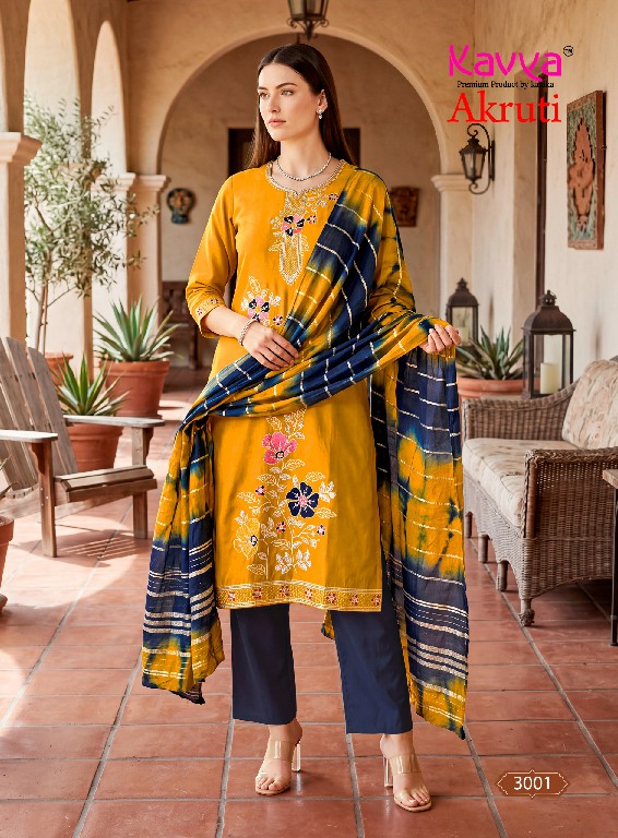 KAVYA AKRUTI VOL 3 WHOLESALE READYMADE ROMAN SILK ELEGANCE 3 PCS SUITS EXPORTER