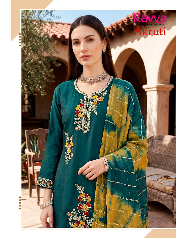 KAVYA AKRUTI VOL 3 WHOLESALE READYMADE ROMAN SILK ELEGANCE 3 PCS SUITS EXPORTER