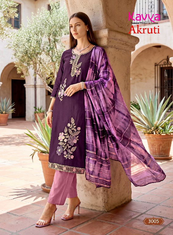 KAVYA AKRUTI VOL 3 WHOLESALE READYMADE ROMAN SILK ELEGANCE 3 PCS SUITS EXPORTER