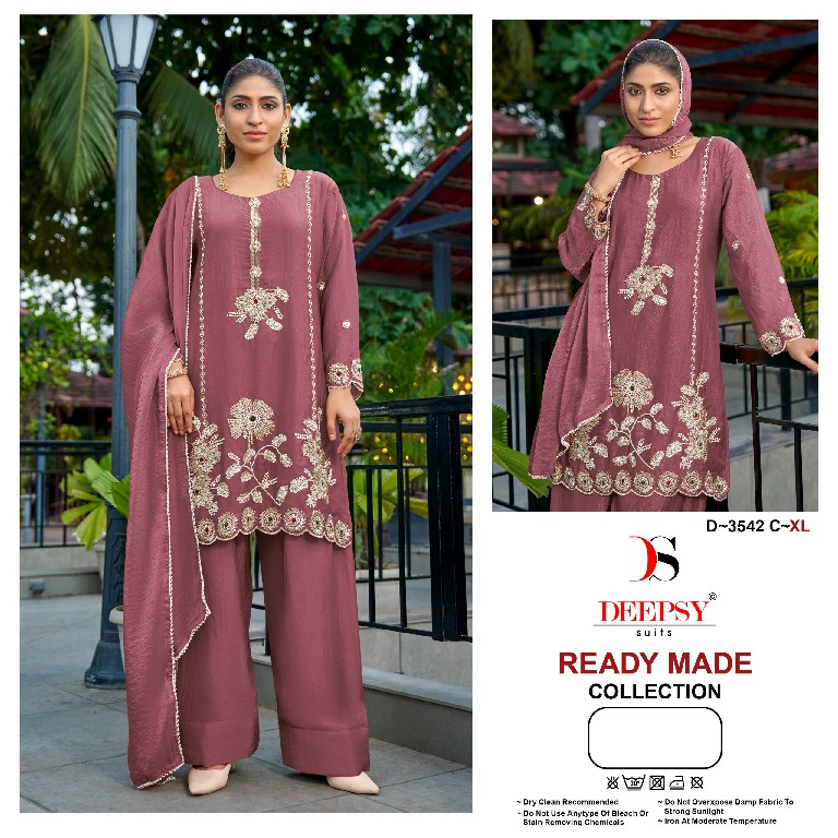 DEEPSY D.NO 3542 WHOLESALE READYMADE ANCY MOSS SILK BEATS WORK 3 PCS SUITS SUPPLIER