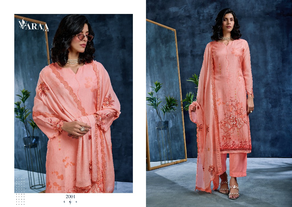 VARAA FAB JAZEL WHOLESALE PURE MUSLIN AMAZING UNSTITCH SALWAR SUITS EXPORTER