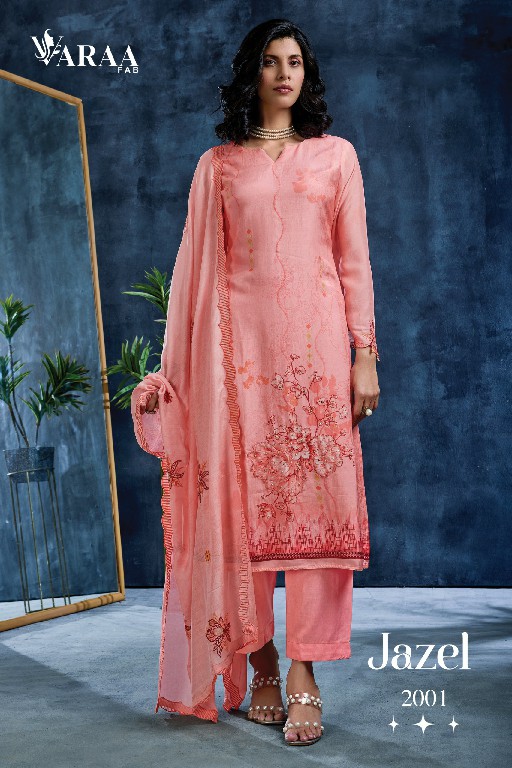 VARAA FAB JAZEL WHOLESALE PURE MUSLIN AMAZING UNSTITCH SALWAR SUITS EXPORTER