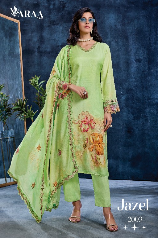 VARAA FAB JAZEL WHOLESALE PURE MUSLIN AMAZING UNSTITCH SALWAR SUITS EXPORTER
