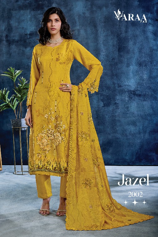 VARAA FAB JAZEL WHOLESALE PURE MUSLIN AMAZING UNSTITCH SALWAR SUITS EXPORTER