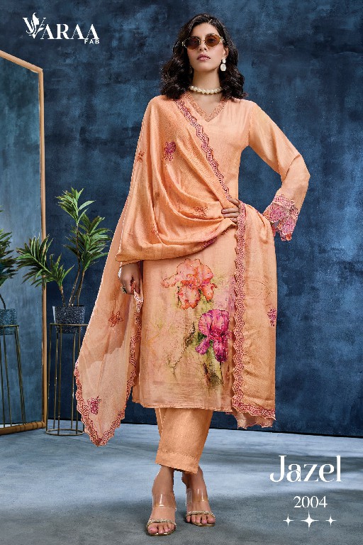 VARAA FAB JAZEL WHOLESALE PURE MUSLIN AMAZING UNSTITCH SALWAR SUITS EXPORTER