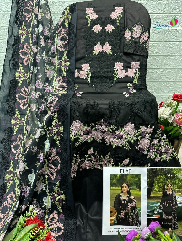 SANIYA TRENDZ ELAF PREMIUM VOL 4 WHOLESALE COTTON CHIKANKARI EMBROIDERED UNSTITCH SALWAR SUITS ONLINE