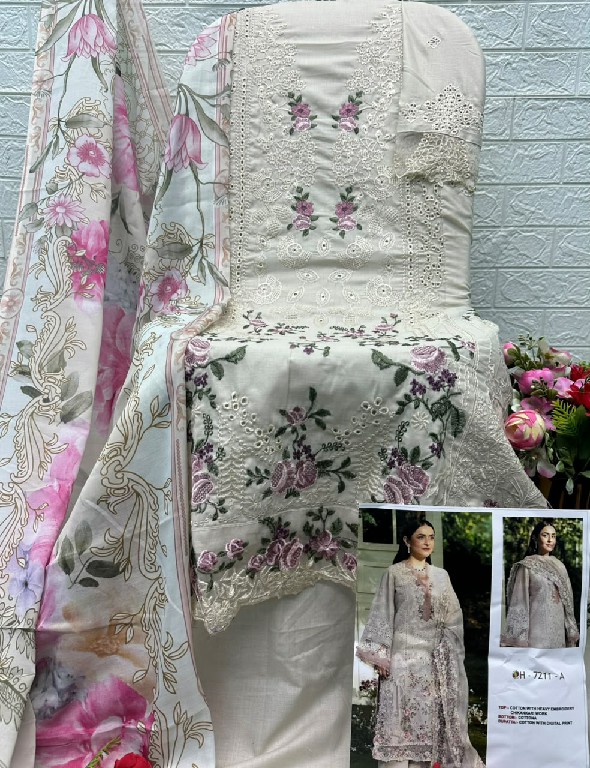 SANIYA TRENDZ D.NO 7211I TO 7211L WHOLESALE COTTON CHIKANKARI EMBROIDERED UNSTITCH SALWAR SUITS FOR EXPORT