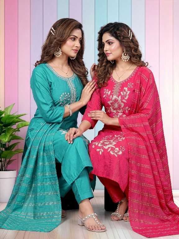 TEXTILEDEAL POOJA WHOLESALE READYMADE GADWAL SHIMMER BIG SIZE 3 PCS COMBO SET SUITS EXPORTER