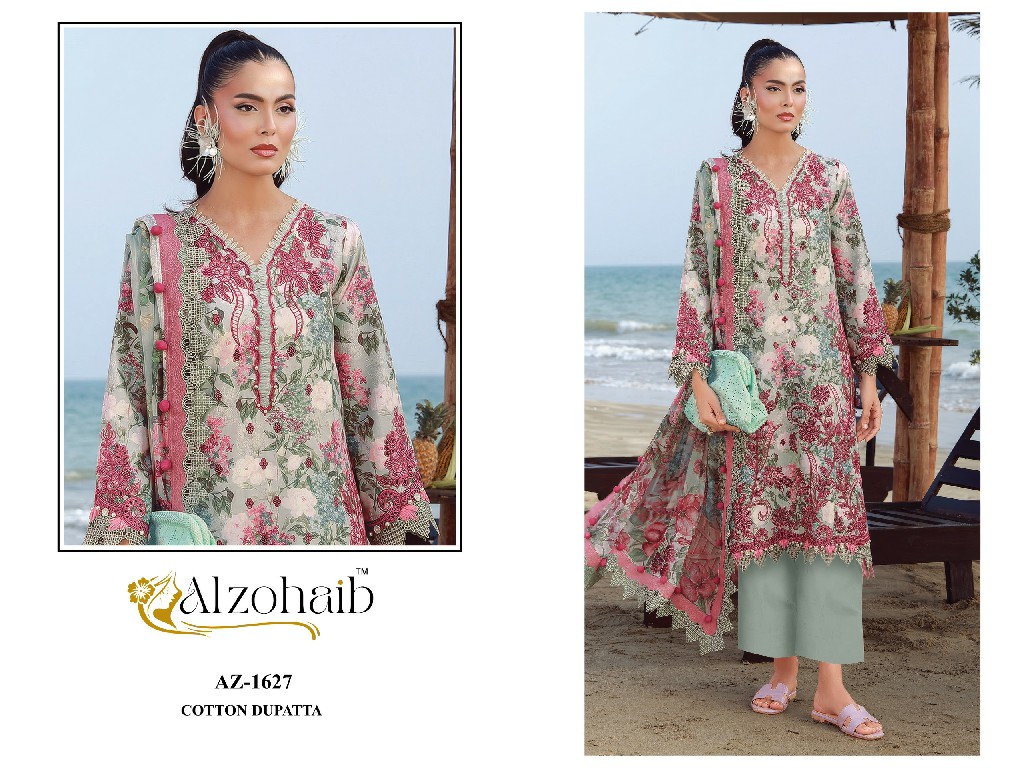 ALZOHAIB ELAF VOL 1 WHOLESALE PURE COTTON PAKISTANI CONCEPT UNSTITCH SALWAR SUITS SUPPLIER
