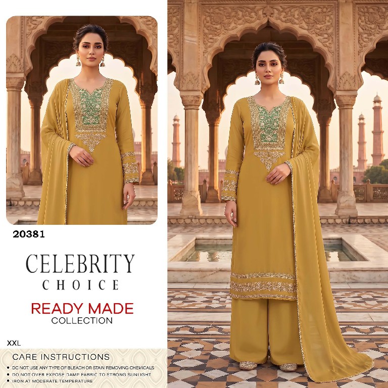 TEXTILEDEAL D.NO 20381 WHOLESALE READYMADE ZEELA SILK BEADS WORK PLAZZO STYLE 3 PCS SUITS EXPORTER