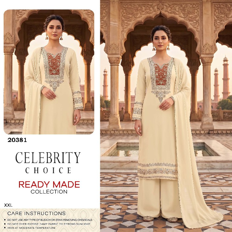 TEXTILEDEAL D.NO 20381 WHOLESALE READYMADE ZEELA SILK BEADS WORK PLAZZO STYLE 3 PCS SUITS EXPORTER