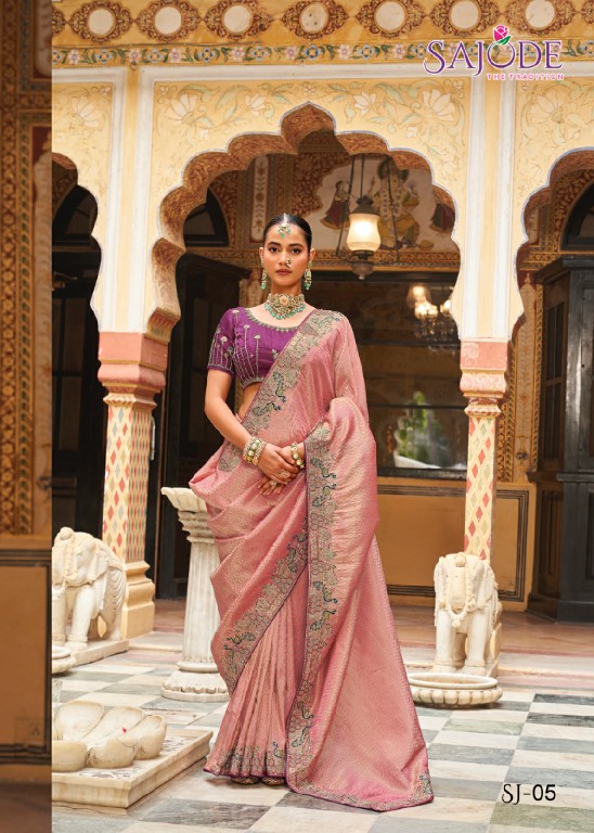 SAJODE KALASH WHOLESALE SOFT TISSUE WITH WORK OCCASION WEAR INDIAN SAREES FOR WOMEN ONLINE