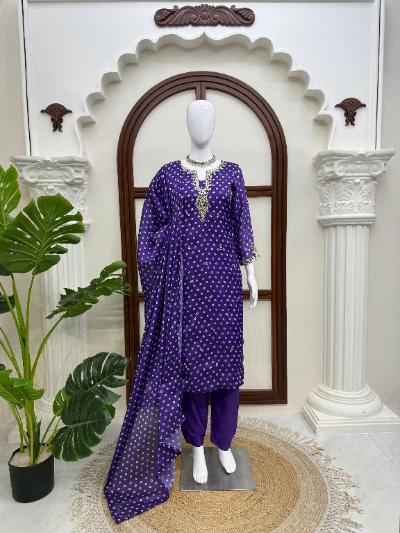 TEXTILEDEAL D.NO 6073 WHOLESALE READYMADE SATIN GEORGETTE FESTIVE WEAR 3 PCS SUITS FOR EXPORT