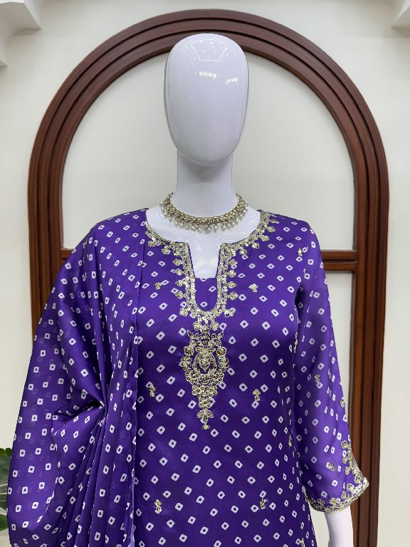 TEXTILEDEAL D.NO 6073 WHOLESALE READYMADE SATIN GEORGETTE FESTIVE WEAR 3 PCS SUITS FOR EXPORT