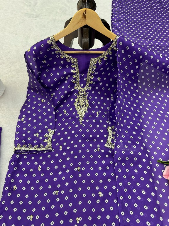 TEXTILEDEAL D.NO 6073 WHOLESALE READYMADE SATIN GEORGETTE FESTIVE WEAR 3 PCS SUITS FOR EXPORT