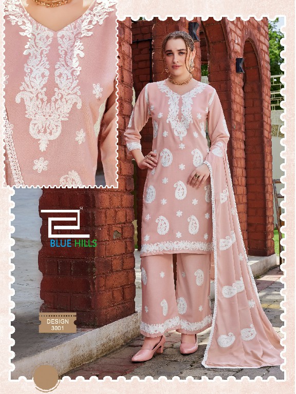 BLUE HILLS FIRDOSE WHOLESALE READYMADE RAYON WITH WORK BIG SIZE PLAZZO STYLE 3 PCS COMBO SET SUITS EXPORTER