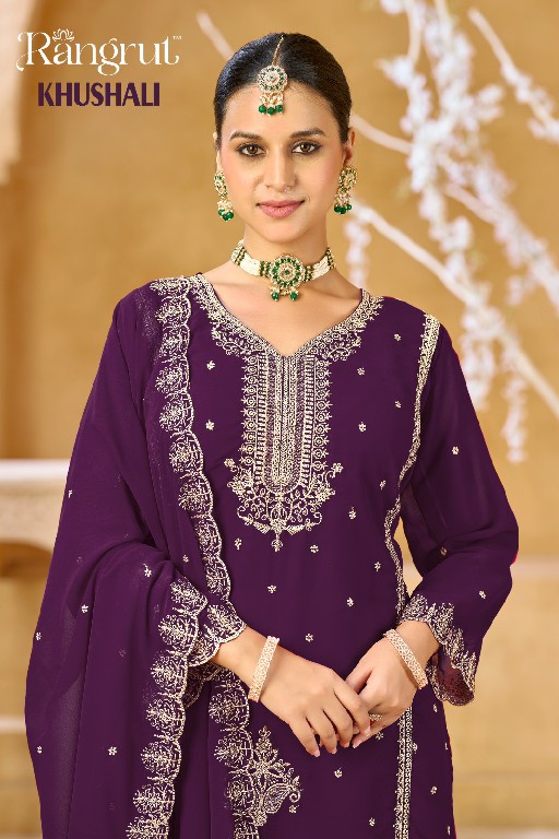 RANGRUT KHUSHALI WHOLESALE READYMAE BLOOMING GEORGETTE BIG SIZE ETHNIC WEAR 3 PCS SUITS EXPORTER