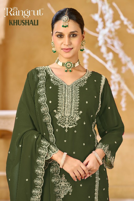 RANGRUT KHUSHALI WHOLESALE READYMAE BLOOMING GEORGETTE BIG SIZE ETHNIC WEAR 3 PCS SUITS EXPORTER