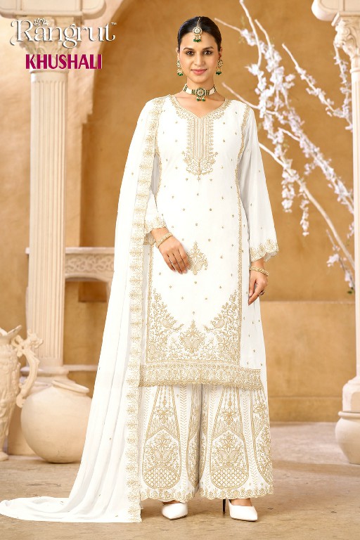 RANGRUT KHUSHALI WHOLESALE READYMAE BLOOMING GEORGETTE BIG SIZE ETHNIC WEAR 3 PCS SUITS EXPORTER