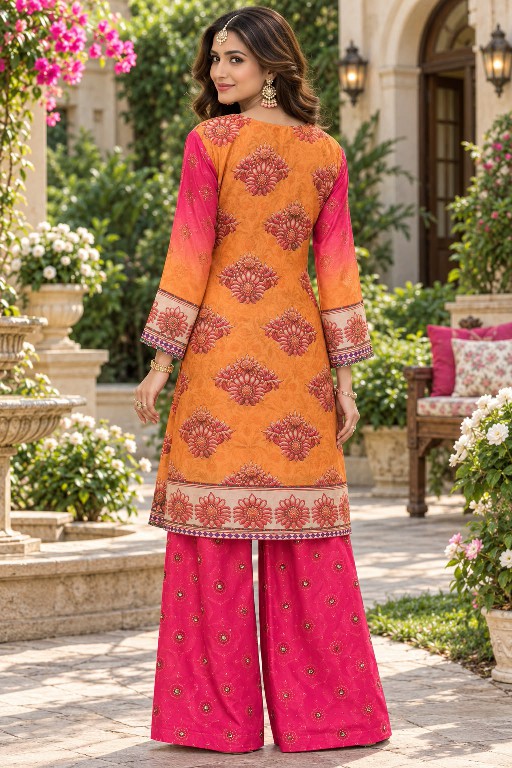 MRUDANGI SAACHI WHOLESALE READYMADE REAL CREP SILK TRENDY STYLISH FESTIVE LOOK CORD SET FOR EXPORT