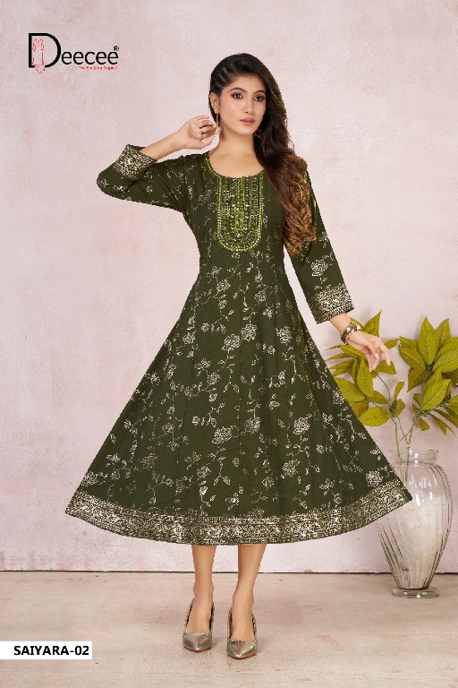 DEE CEE SAIYARA WHOLESALE READYMADE VATICAN BEAUTIFUL KALI STYLE FLARED PATTERN KURTIS FOR WOMEN ONLINE