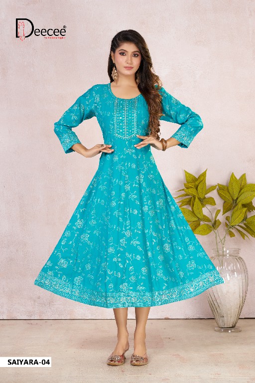 DEE CEE SAIYARA WHOLESALE READYMADE VATICAN BEAUTIFUL KALI STYLE FLARED PATTERN KURTIS FOR WOMEN ONLINE