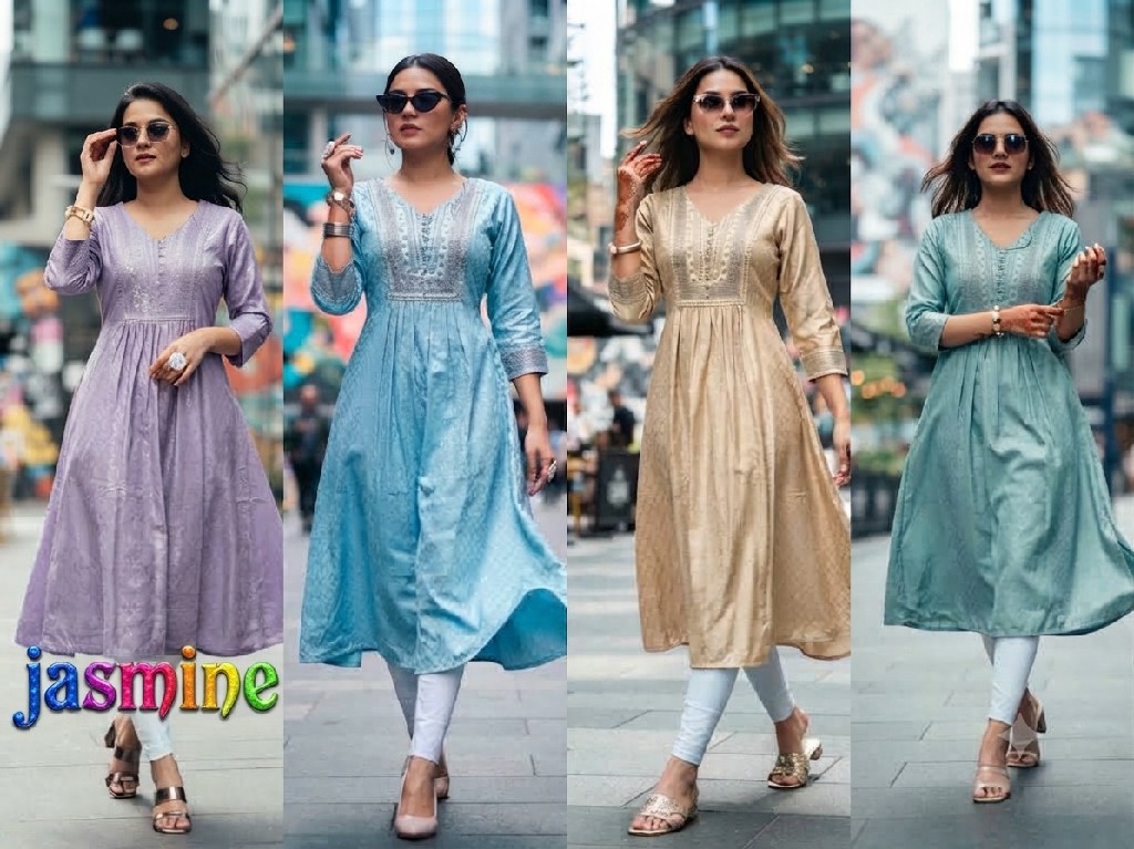 TEXTILEDEAL JASMINE WHOLESALE READYMADE FANCY WORK TRENDY STYLISH KURTIS FOR WOMEN SUPPLIER