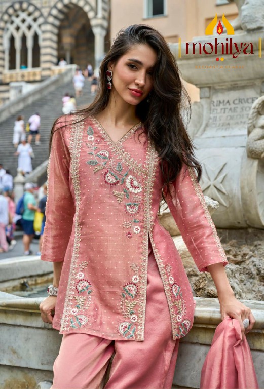MOHILYA D.NO 243 WHOLESALE READYMADE KALANDARI TISSUE BUTTI MODERN FESTIVE LOOK 3 PCS COMBO SET SUITS EXPORTER