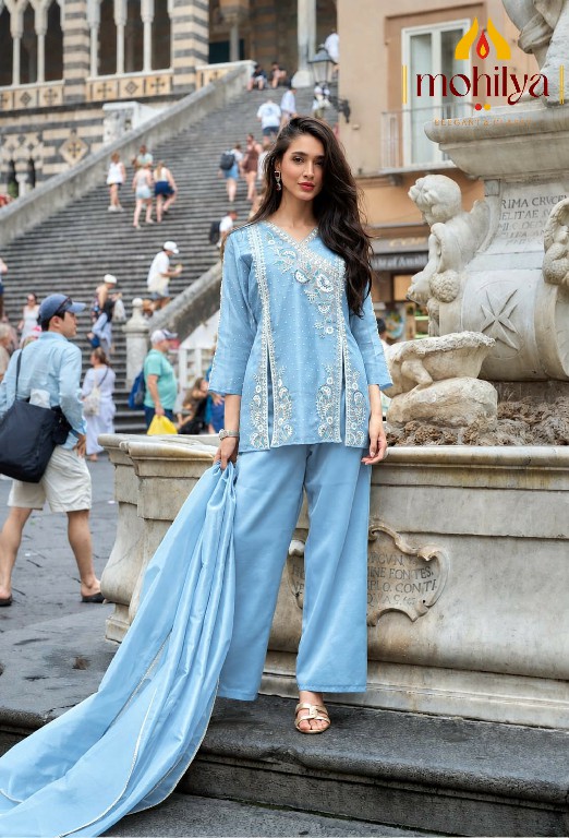 MOHILYA D.NO 243 WHOLESALE READYMADE KALANDARI TISSUE BUTTI MODERN FESTIVE LOOK 3 PCS COMBO SET SUITS EXPORTER