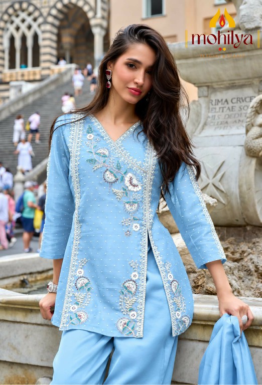 MOHILYA D.NO 243 WHOLESALE READYMADE KALANDARI TISSUE BUTTI MODERN FESTIVE LOOK 3 PCS COMBO SET SUITS EXPORTER