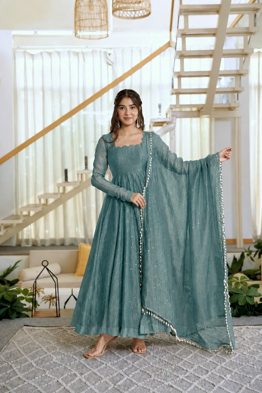 TEXTILEDEAL D.NO KD 1641 WHOLESALE READYMADE SALSA SILK PARTY WEAR GOWN PANT WITH DUPATTA ONLINE